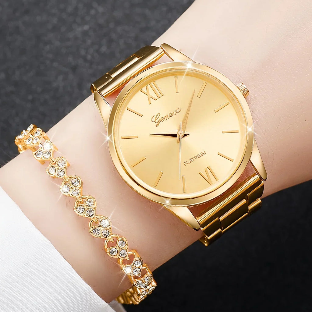 Golden Minimalist Quartz Watch Steel Band | Women's Business Women's Quartz Watch Qme