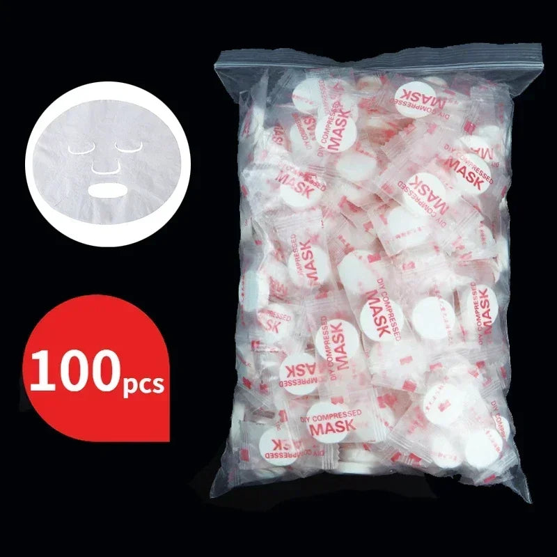 Disposable Compressed Face Masks 100 Pcs – Cotton Travel Set Compressed Face Mask Qme
