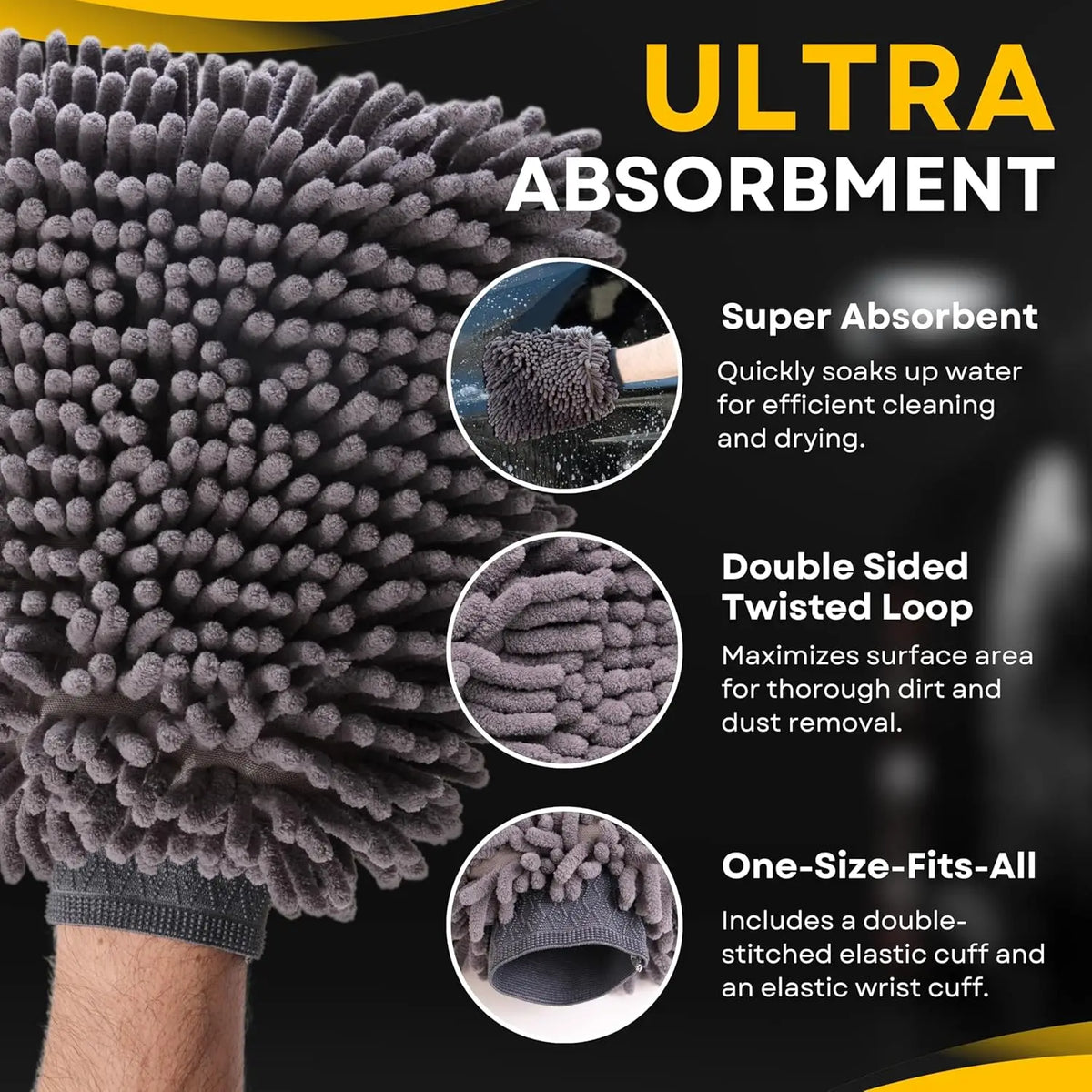 Chenille Microfiber Car Wash Mitt – Scratch-Free, Lint-Free Car Wash Mitt Qme