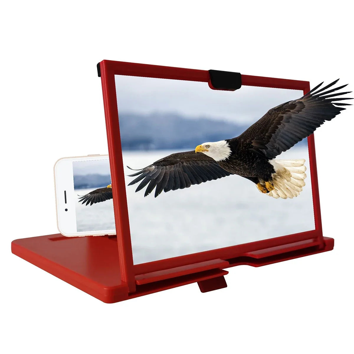 HD Phone Screen Amplifier Foldable Stand 10 & 12 Inch Phone Screen Magnifier Qme RED