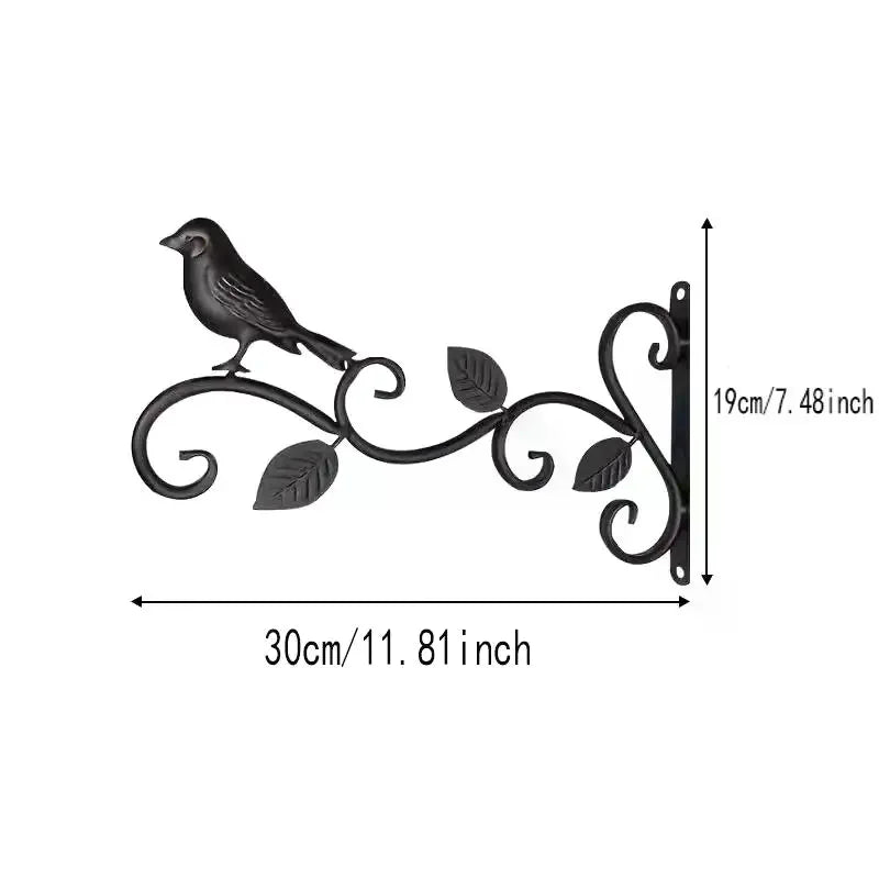 Wrought Iron Hanging Plant Bracket – Bird & Leaf Design Plant Bracket Qme