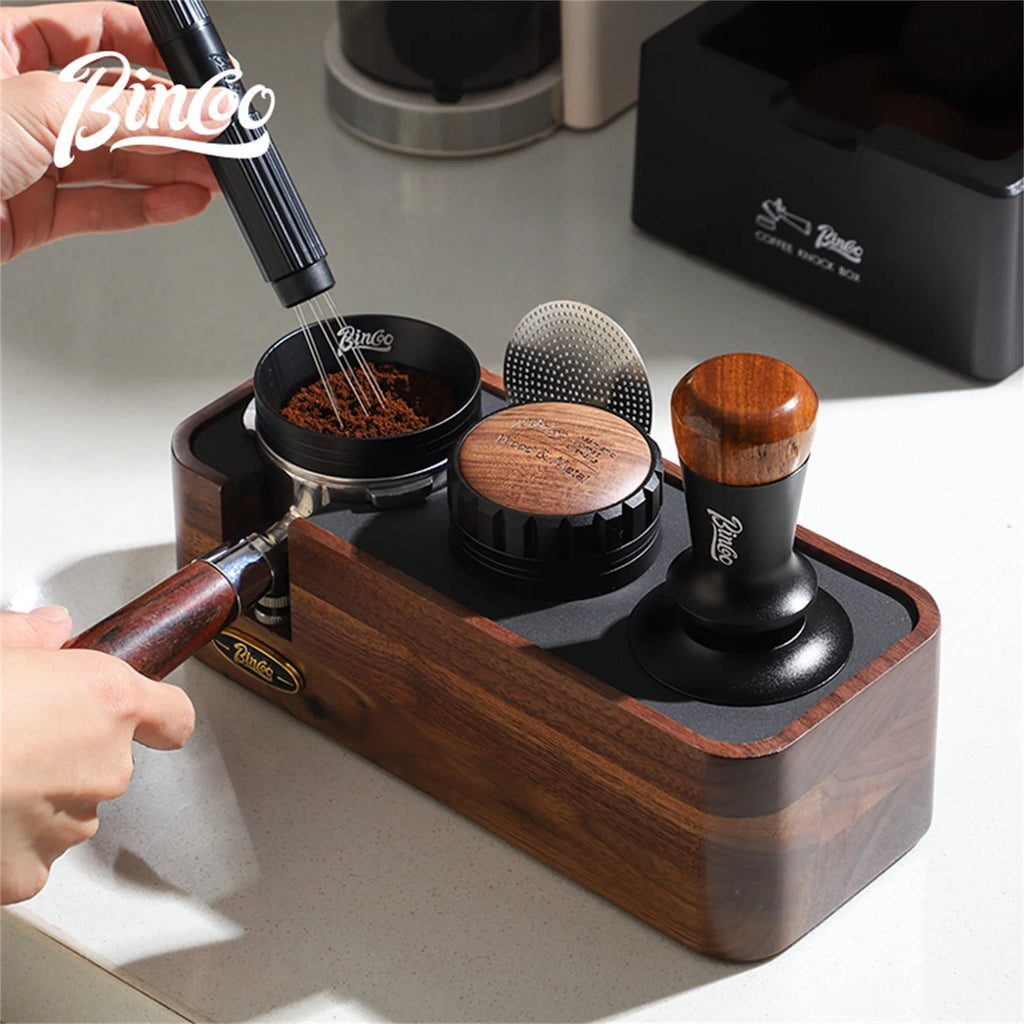 Bincoo Wooden Espresso Tamping Stand Set – 51/58mm Tamper Kit Espresso Tamping Set Qst
