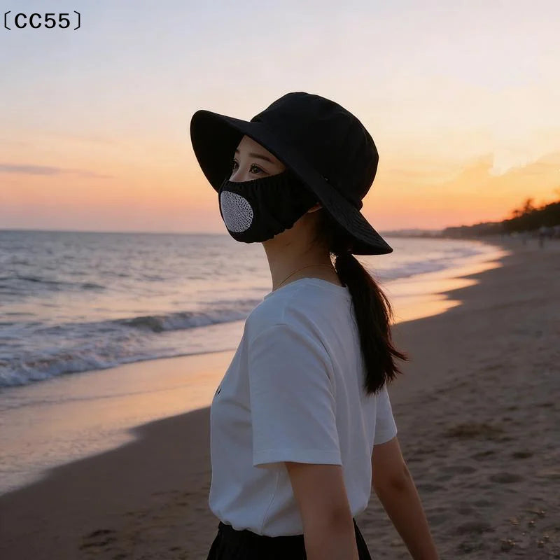 Women's Wide Brim Floral Sun Hat – Anti-UV Neck Cover Wide Brim Sun Hat Qst