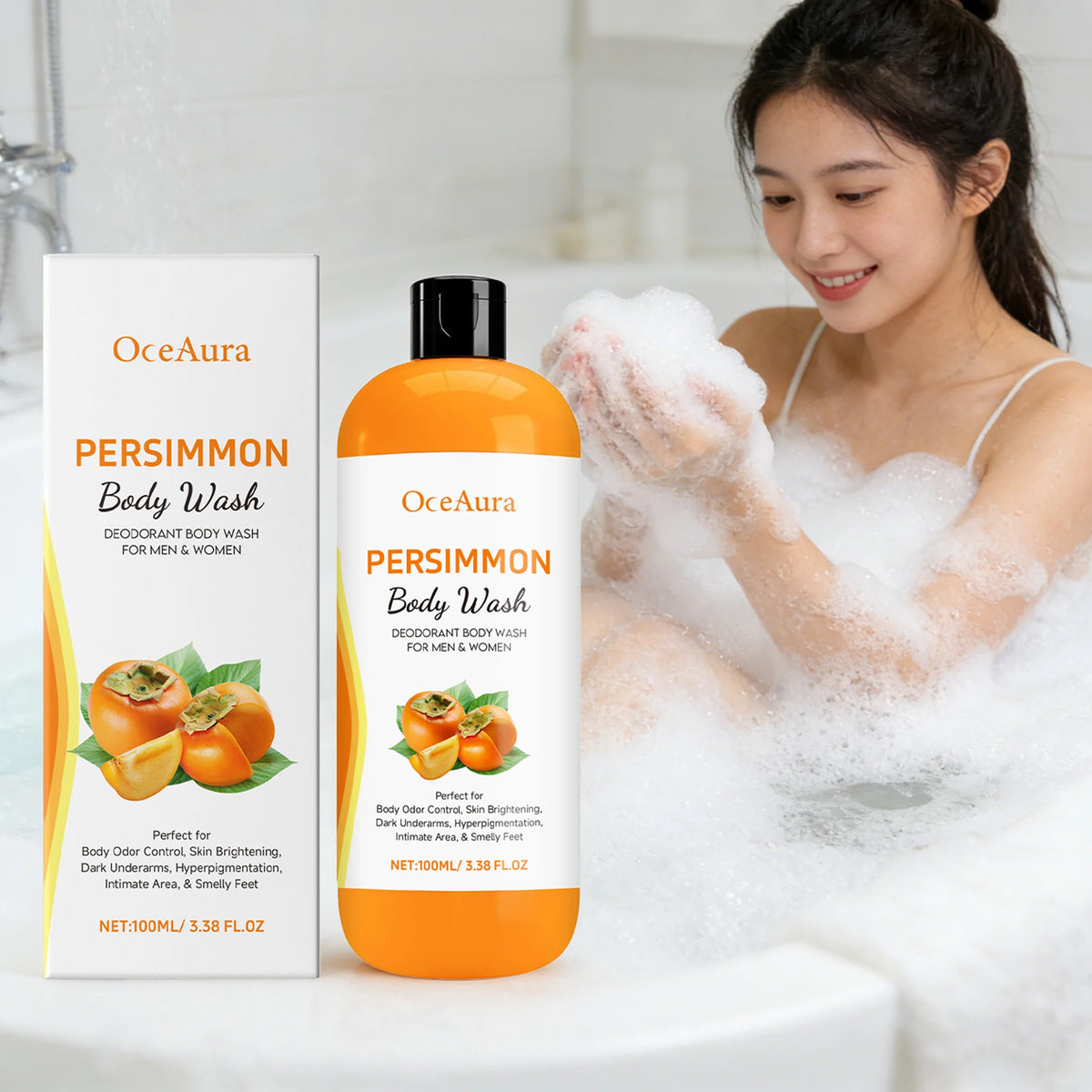 Persimmon Rosemary Body Wash Gel – Moisturizing Daily Shower Body Shower Gel Qst