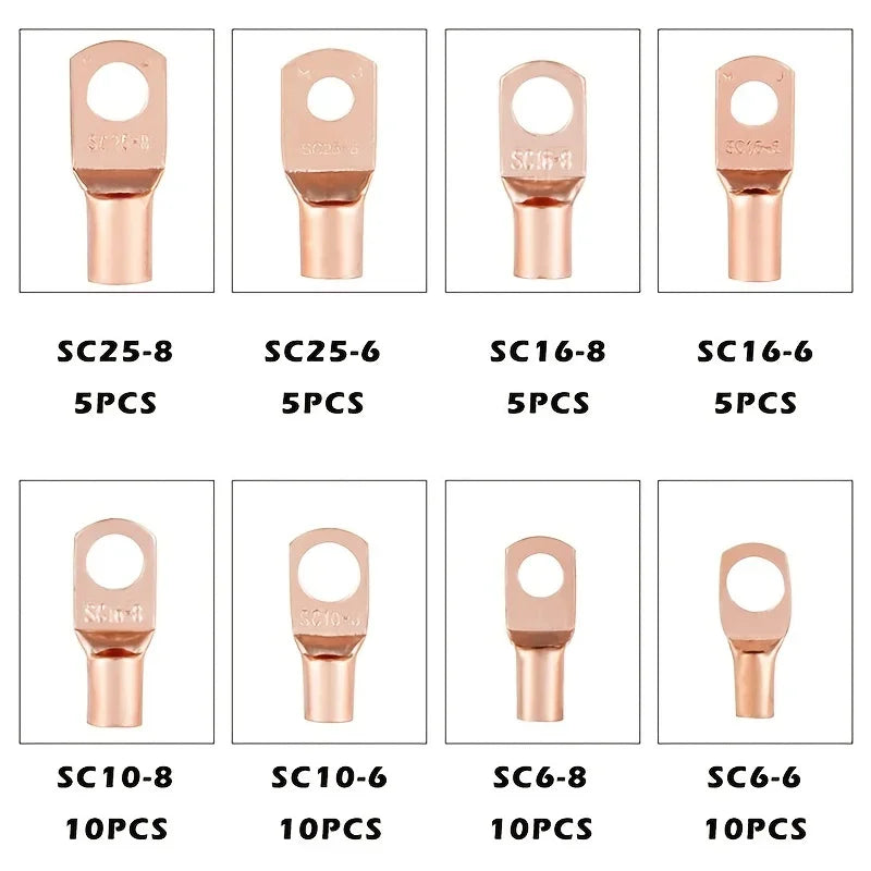 SC6-25 Ring Crimp Terminal Connector – Pure Copper Wire Lug Crimp Ring Terminal Qme