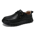 SENLONGBAO Men's Handmade Split Leather Loafers | Casual Flat Men's Leather Loafers Qst Black 40