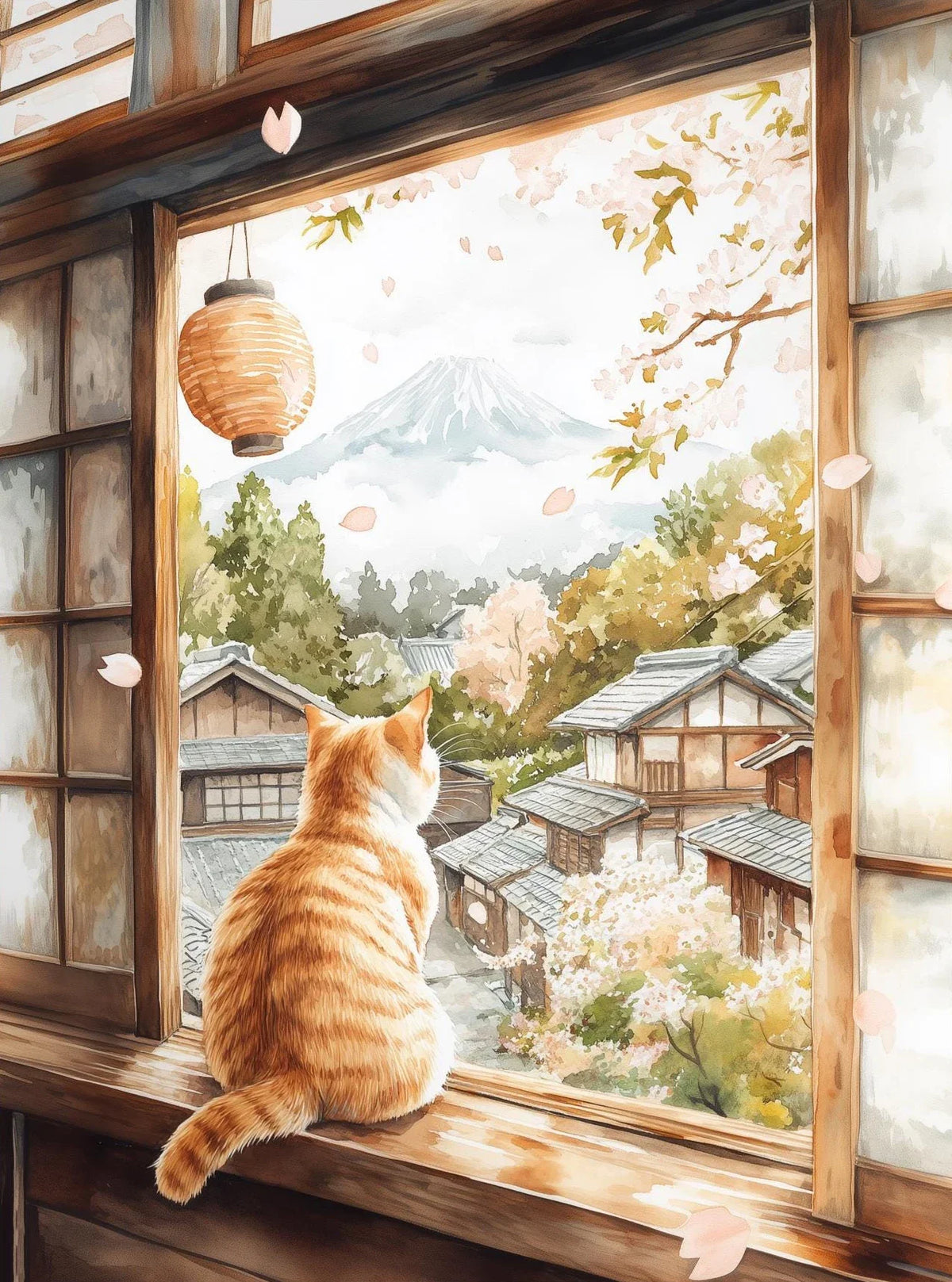 Japanese Black Cat Moon Canvas Wall Art – Retro Cartoon Poster Canvas Wall Art Qst 12 50x70cm Unframed