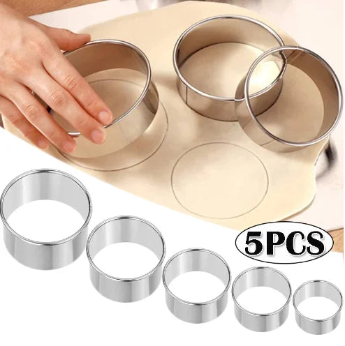 Stainless Steel Round Dumpling & Biscuit Cutter Set – 5 Sizes Pastry Dough Cutter Set Qme