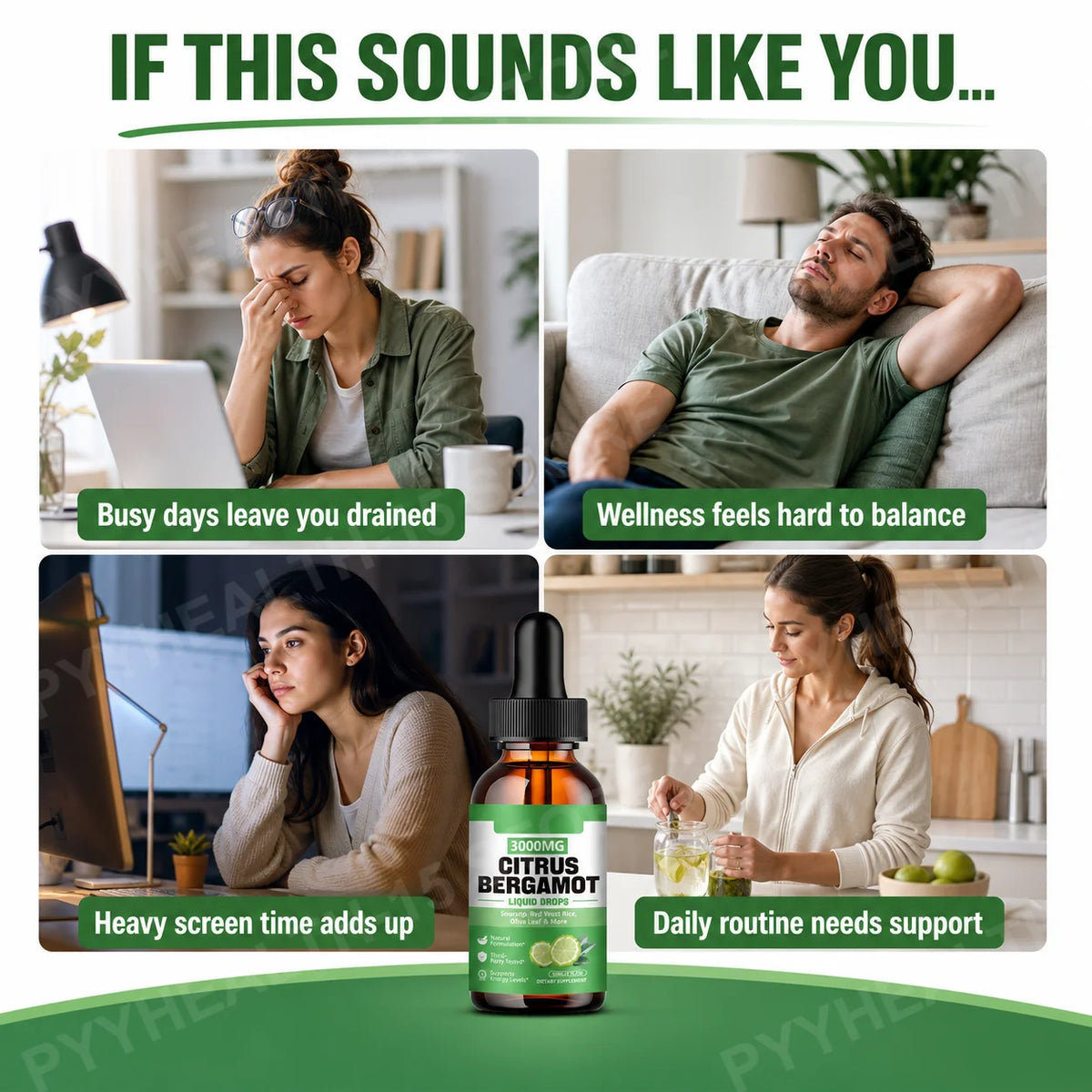 Citrus Bergamot Liquid Drops 3000mg 2-Pack | Heart Wellness Wellness Liquid Supplement Qst