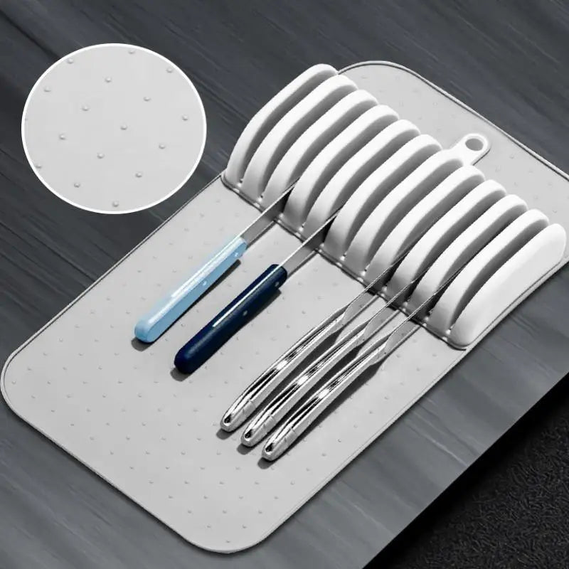 Soft-Grip Knife Drawer Organizer – 5 & 11 Slot Knife Block Knife Drawer Organizer Qme