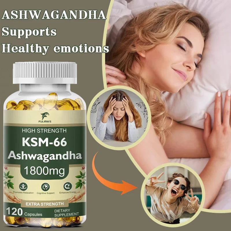 KSM-66 Ashwagandha 2100mg Capsules – Energy, Focus & Performance Herbal Supplement Qst