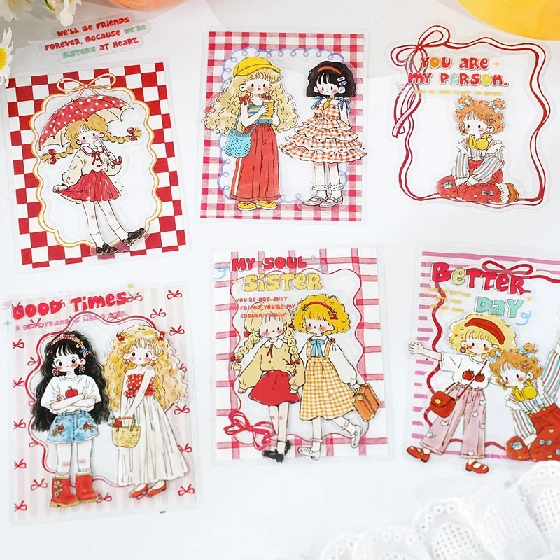Japanese Kawaii Girl Stickers DIY Aesthetic Decorative Sheets Decorative Sticker Sheets Qme