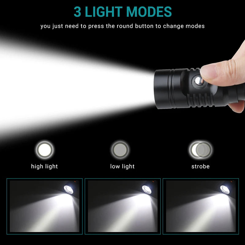 BORUiT S2 Diving Flashlight 1000LM IPX8 Waterproof LED Torch Diving Flashlight Qst