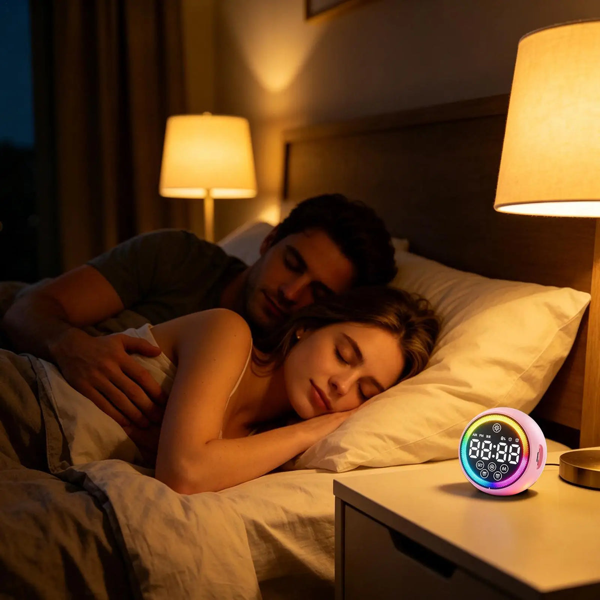Digital LED Alarm Clock with Loud Speaker & RGB Night Light Digital Alarm Clock Qme