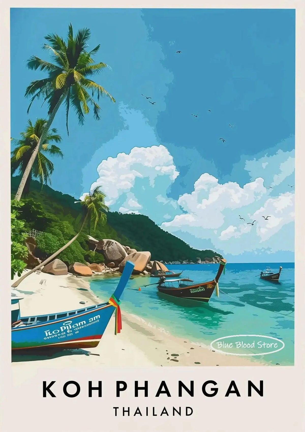 Thailand Travel Canvas Wall Art – Phuket Bangkok Landscape Poster Canvas Wall Art Qst 4 20x30cm Unframed