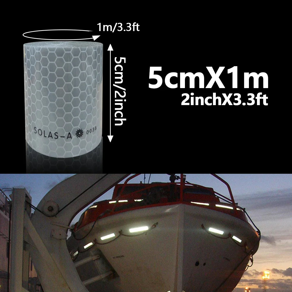 SOLAS Grade Reflective Tape for Ships & Marine Safety Marine Reflective Tape Qme Length 1m 5cm