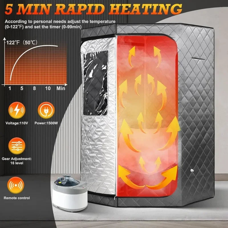 Portable Home Steam Sauna Tent – 1500W 4L Steamer & Folding Chair Steam Sauna Tent Qst