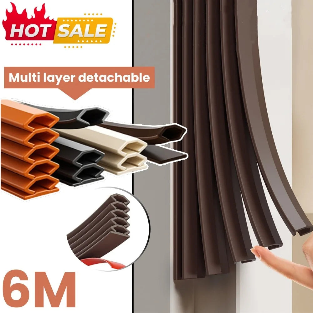 6M Self-Adhesive TPE Door & Window Sealing Weatherstrip Door Sealing Strip Qme
