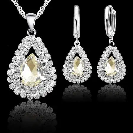 925 Sterling Silver Austrian Crystal Water Drop Earrings Crystal Drop Earrings Qme