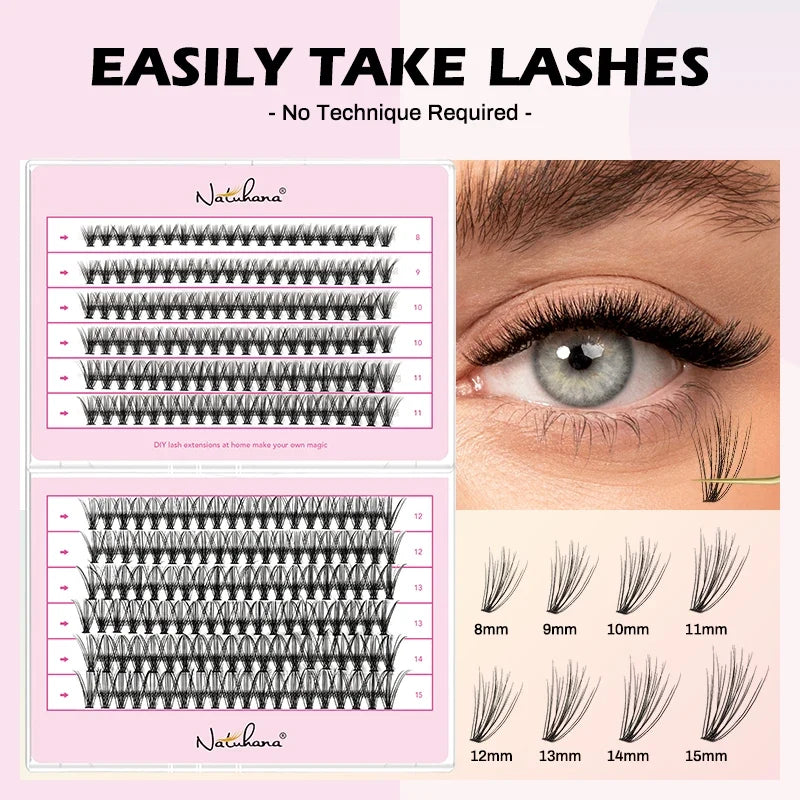 NATUHANA 240 Cluster DIY Lash Extension Kit – Individual Lashes DIY Lash Extension Kit Qme