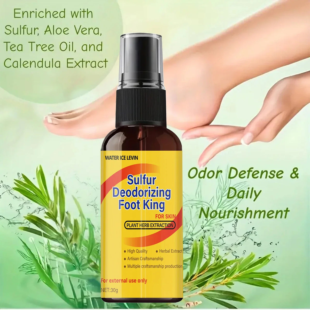 Sulfur Herbal Foot Deodorizing Spray – Odor Control & Moisture Foot Deodorizing Spray Qme