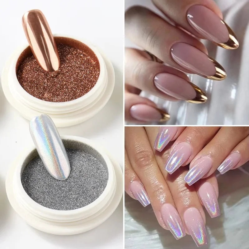 Moonlight Mirror Nail Chrome Powder – 6-Box Metallic Glitter Chrome Nail Powder Qme