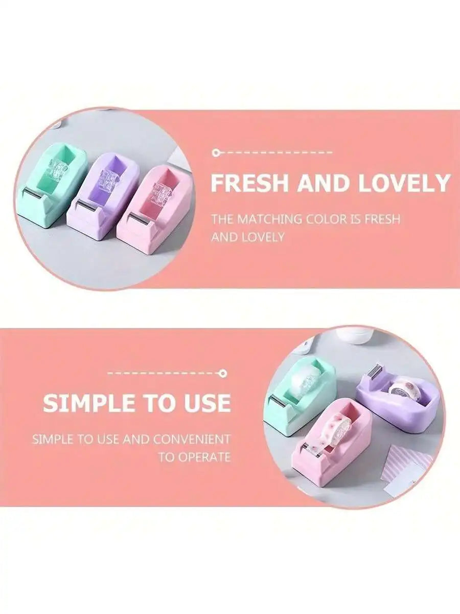 Macaron Sticker Dispenser & Adhesive Cutter – Cute Desk Accessory Sticker Tape Dispenser Qme