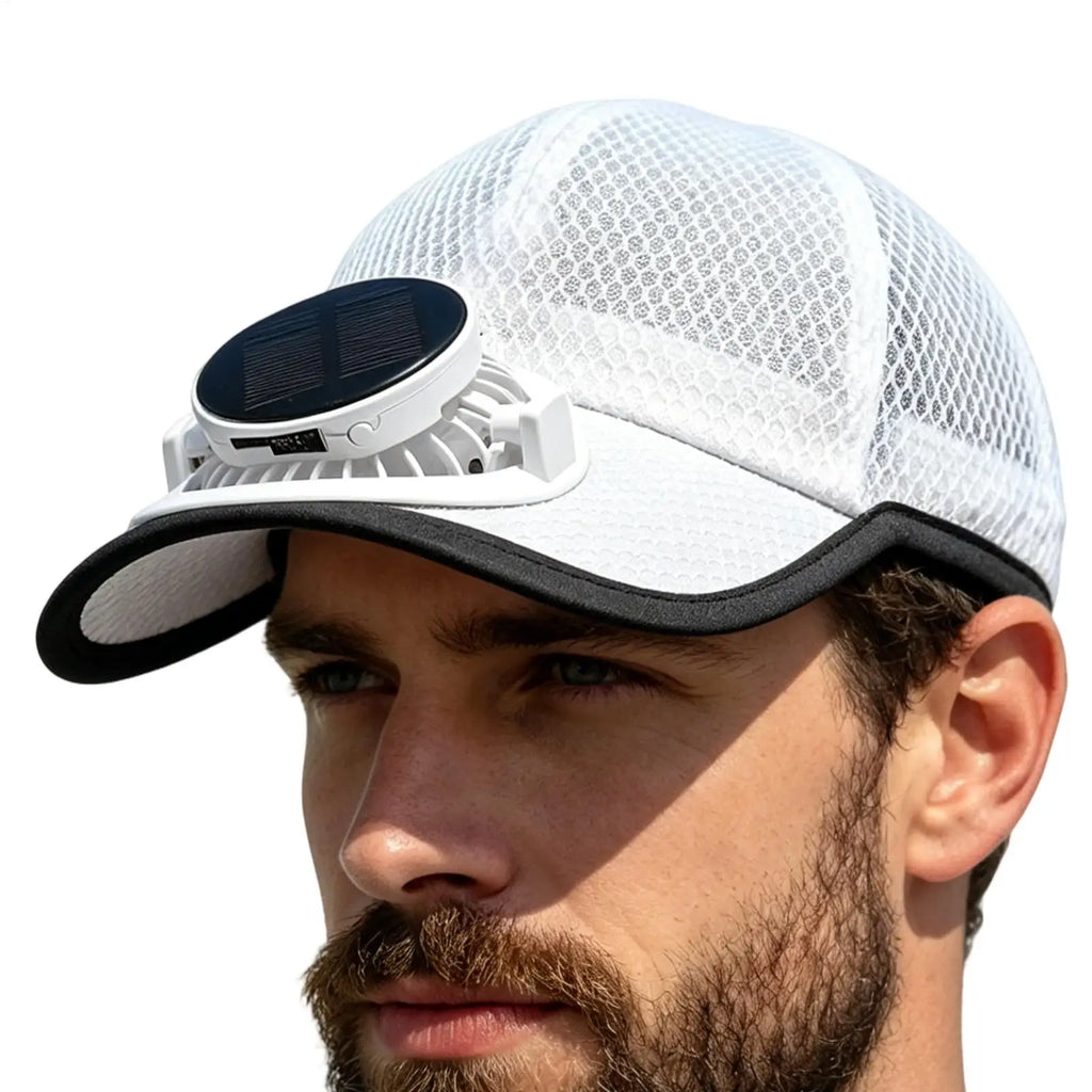 Solar Fan Hat 3-Speed Wide Brim Sun Blocking Cap 600mAh Solar Fan Hat Qme