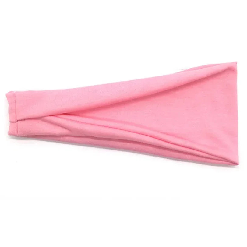 Women's Twisted Knot Cotton Wide Turban Headband – 19 Colors Turban Headband Qme Pink 10cm-22cm