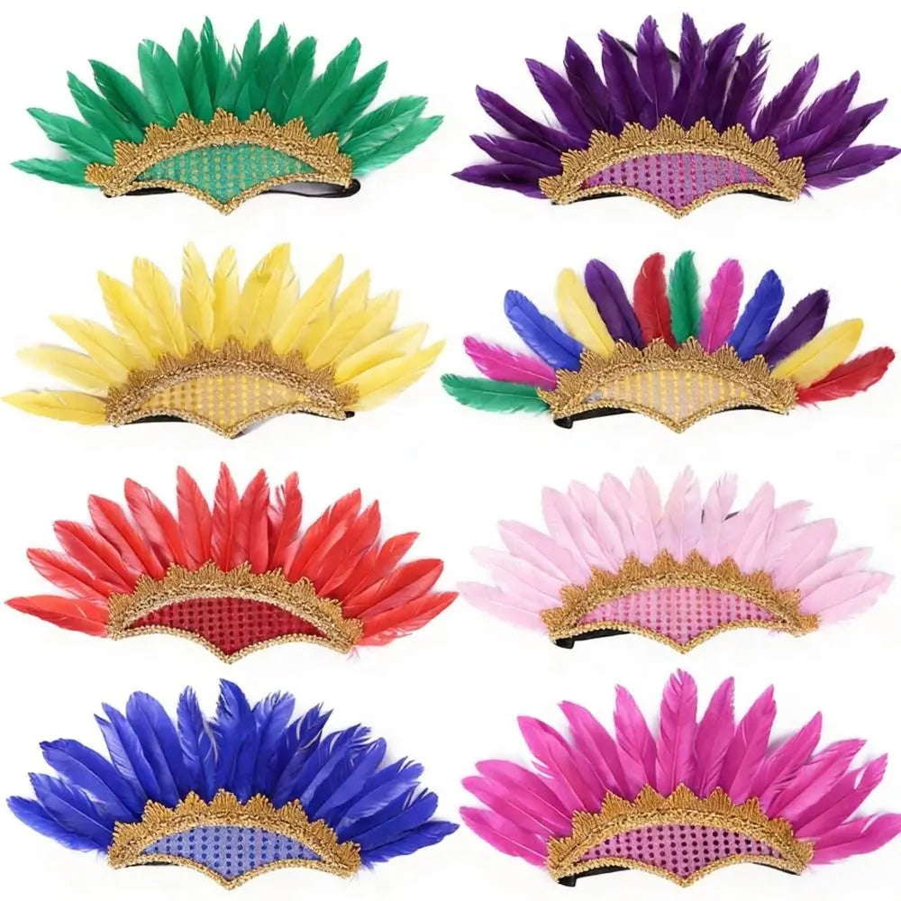 Adjustable Colorful Feather Headdress – Carnival & Costume Costume Headdress Qme