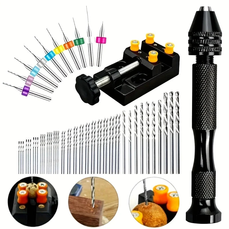 Ergonomic Aluminum Hand Drill Kit – Keyless Chuck & Alloy Bits Hand Drill Kit Qme