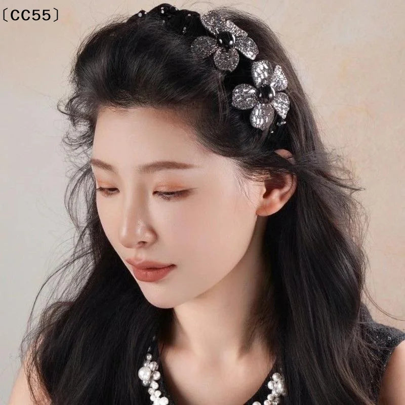Rhinestone Flower Hair Hoop – Sparkling Diamond Headband Rhinestone Hair Headband Qst
