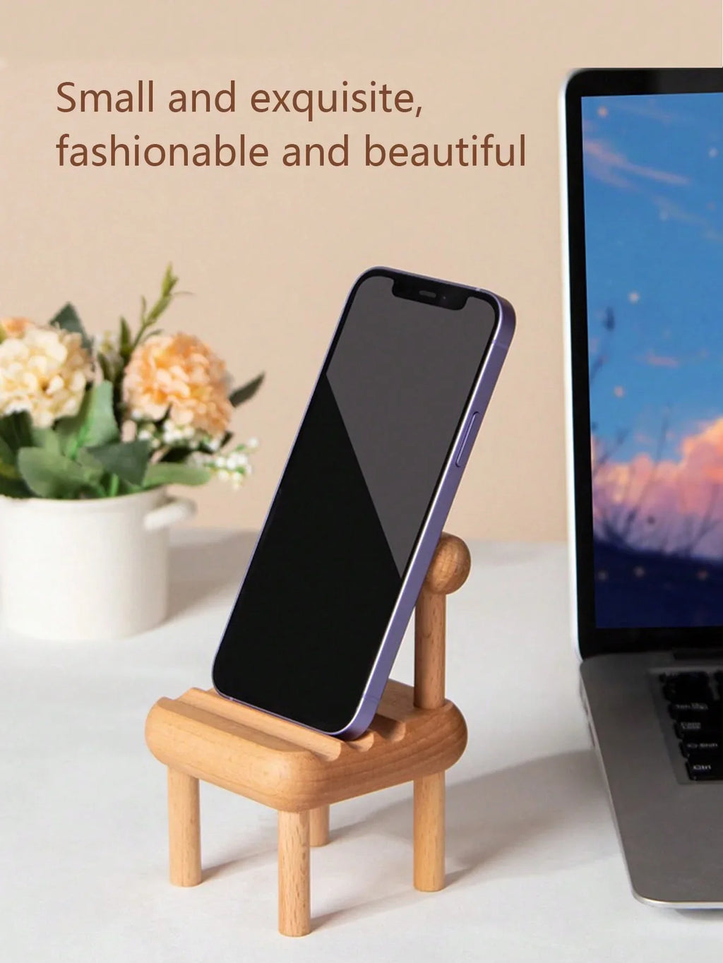 Wooden Mini Stool Phone & Tablet Stand – Beech Wood Holder Phone Tablet Stand Qme