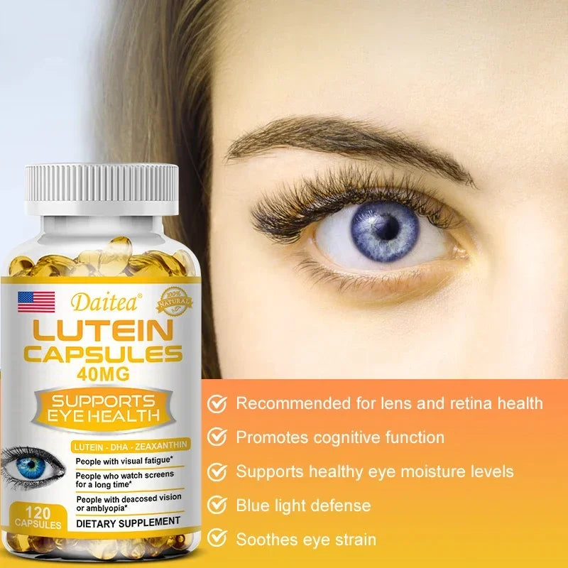 Daitea Lutein 40mg Eye Health Supplement – Non-GMO 120 Caps Eye Health Supplement Qst