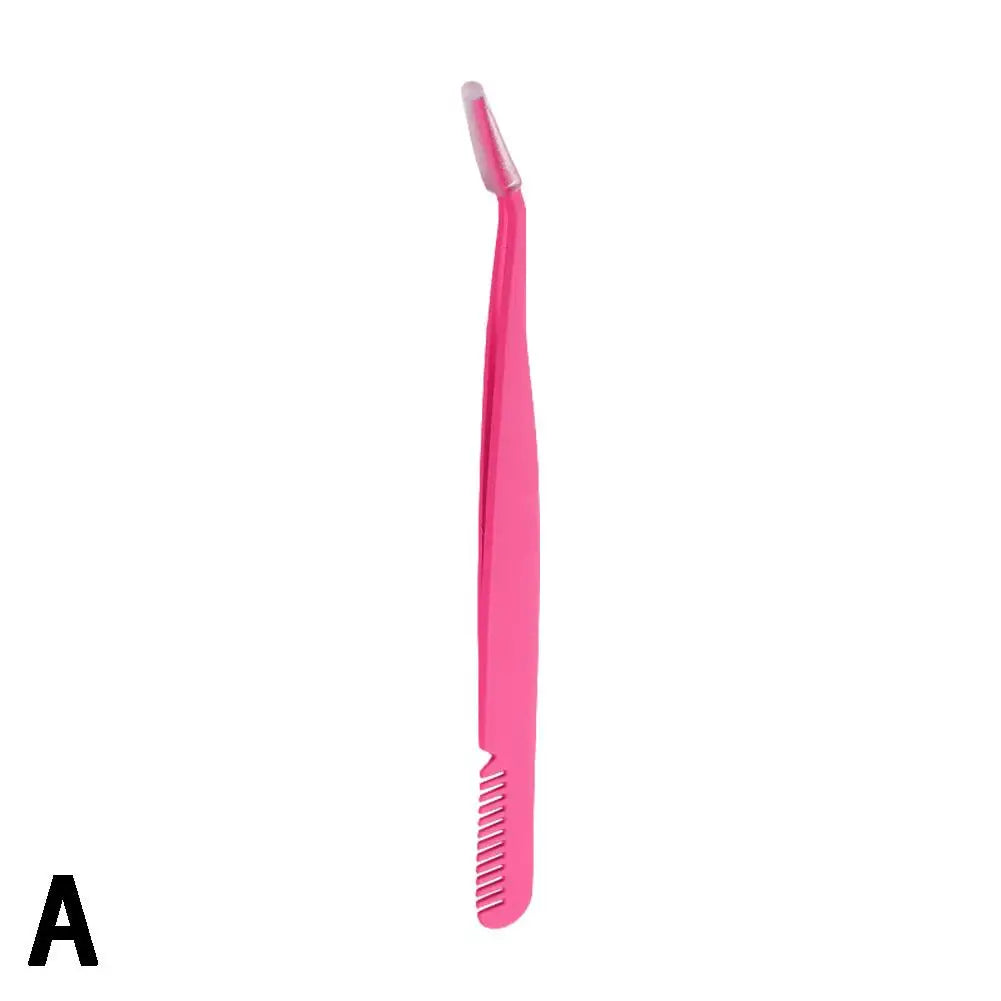 Stainless Steel Eyelash Tweezers & Comb | False Lash Applicator Eyelash Applicator Tool Qme pink China