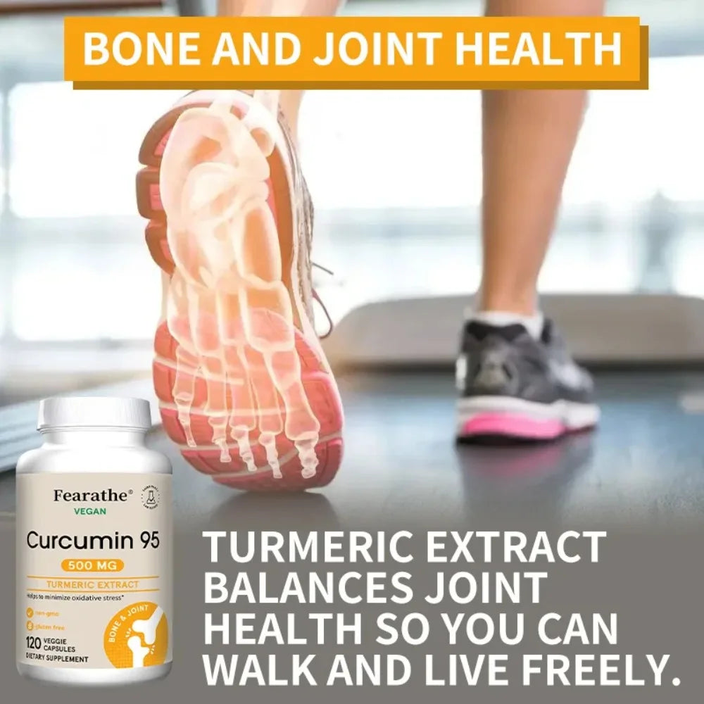 Curcumin Turmeric Capsules 500mg – 95% Curcuminoids Organic Herbal Supplement Qst