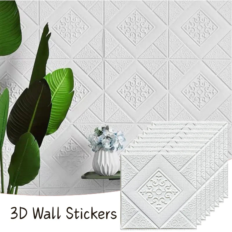 PVC Imitation Brick Wall Stickers – Moisture Resistant 35x35cm Wall Sticker Panels Qme white 35cmx35cm 30pcs