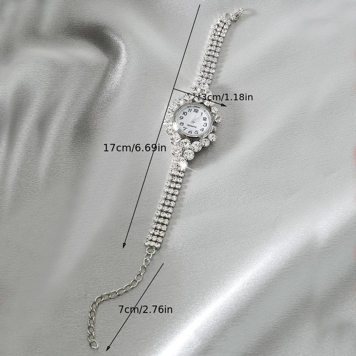Rhinestone Quartz Watch – Elegant Arabic Numeral Bracelet Wristwatch Fashion Quartz Watch Qme