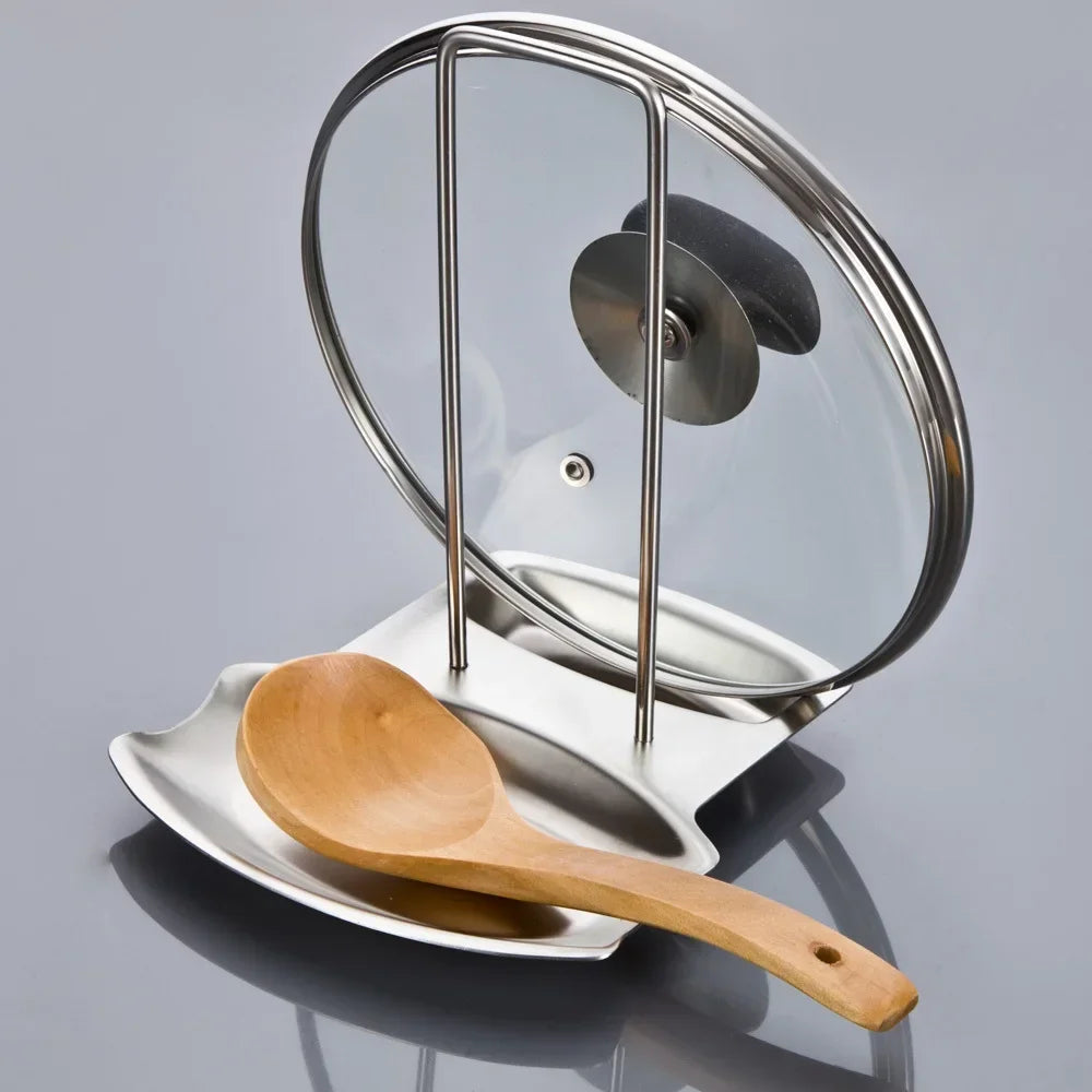 Stainless Steel Pot Lid Rack & Spoon Holder Stand Lid & Spoon Holder Qme