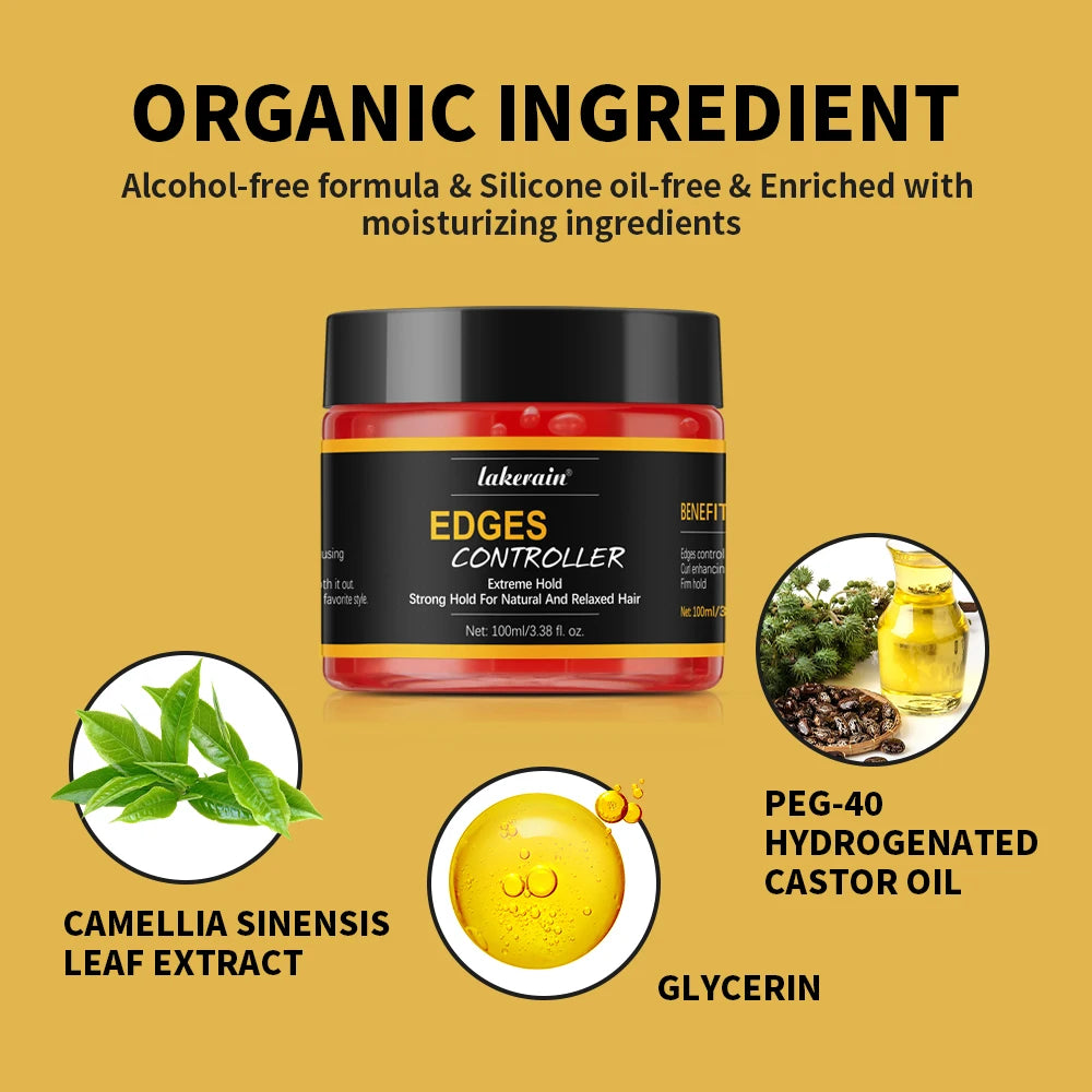 Lakerain Edge Control Hair Gel – Strong Hold, Non-Greasy 100ml Edge Control Gel Qst