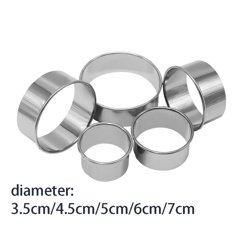 Stainless Steel Round Dumpling & Biscuit Cutter Set – 5 Sizes Pastry Dough Cutter Set Qme Round