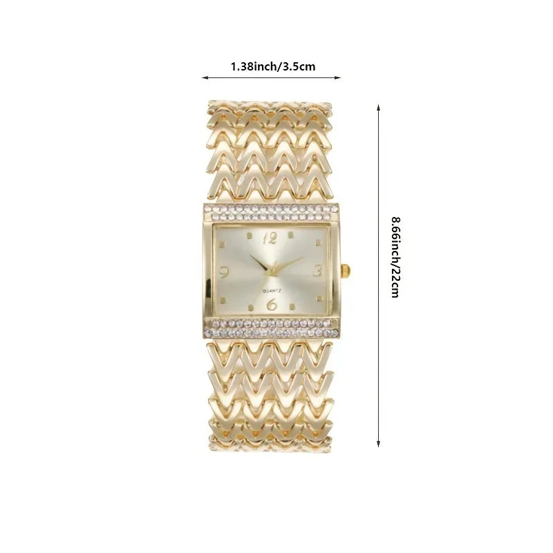 Women's Luxury Bracelet Watch | Gold & Silver Stainless Strap Bracelet Watch Qme