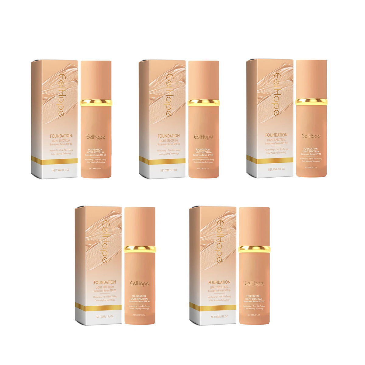 Eelhope 4-in-1 Foundation SPF 50 Full Coverage Concealer Primer Liquid Foundation Qst 150ml boxed