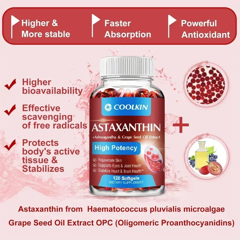 Astaxanthin 24mg Softgels – Skin, Eye & Joint Antioxidant Antioxidant Supplement Qst