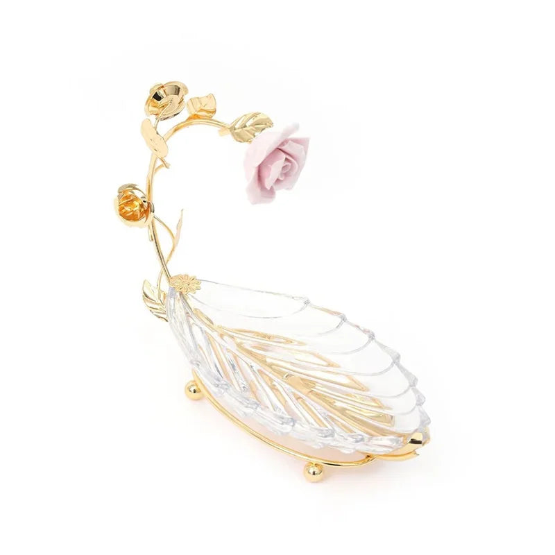 Crystal Glass Leaf Fruit & Dessert Plate – Minimalist Luxury Glass Dessert Plate Qst Leaf disk