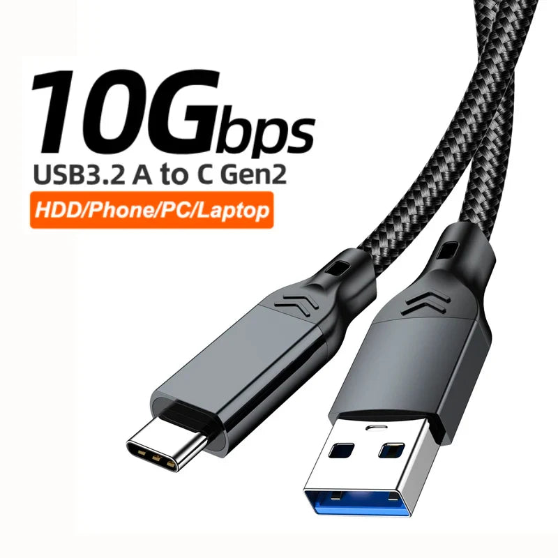 USB-C to USB-A 3.2 Cable 10Gbps 60W Fast Charge | 0.5m–2m USB Data Cable Qme