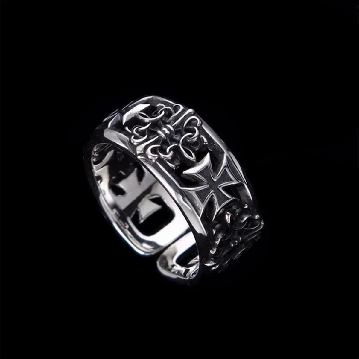 Retro Cross Ring Men's Hip Hop Punk Metal Statement Ring Men's Statement Ring Qme