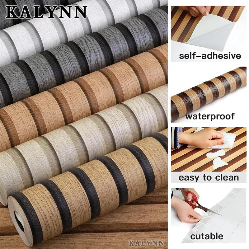Wood Grating Peel & Stick Wallpaper – Removable Self-Adhesive Peel & Stick Wallpaper Qme