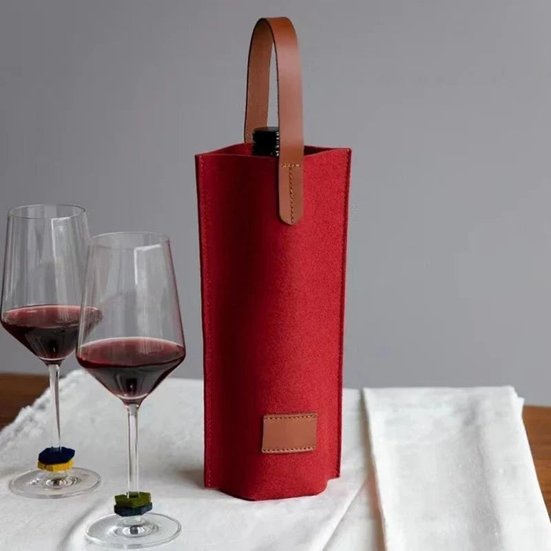 Felt Single Bottle Insulated Wine Tote Bag – Padded Carrier Wine Bottle Tote Bag Qme