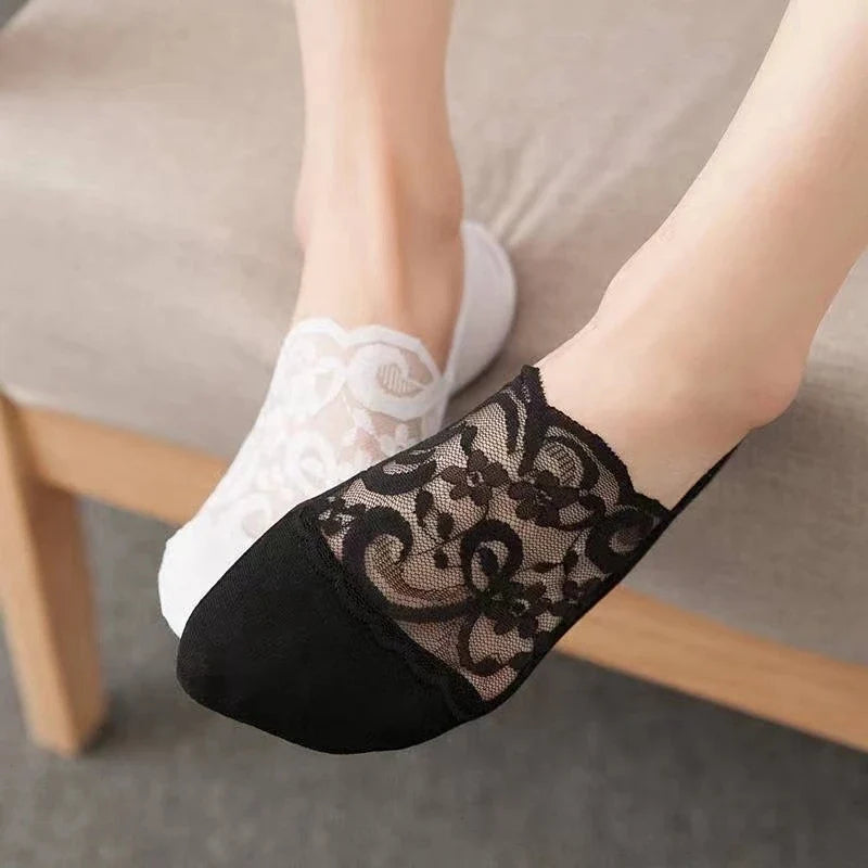 Women's Lace Invisible No-Show Socks | Non-Slip Breathable No-Show Lace Socks Qme